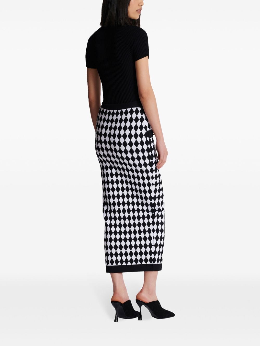 Balmain Diamond-intarsia knitted midi skirt