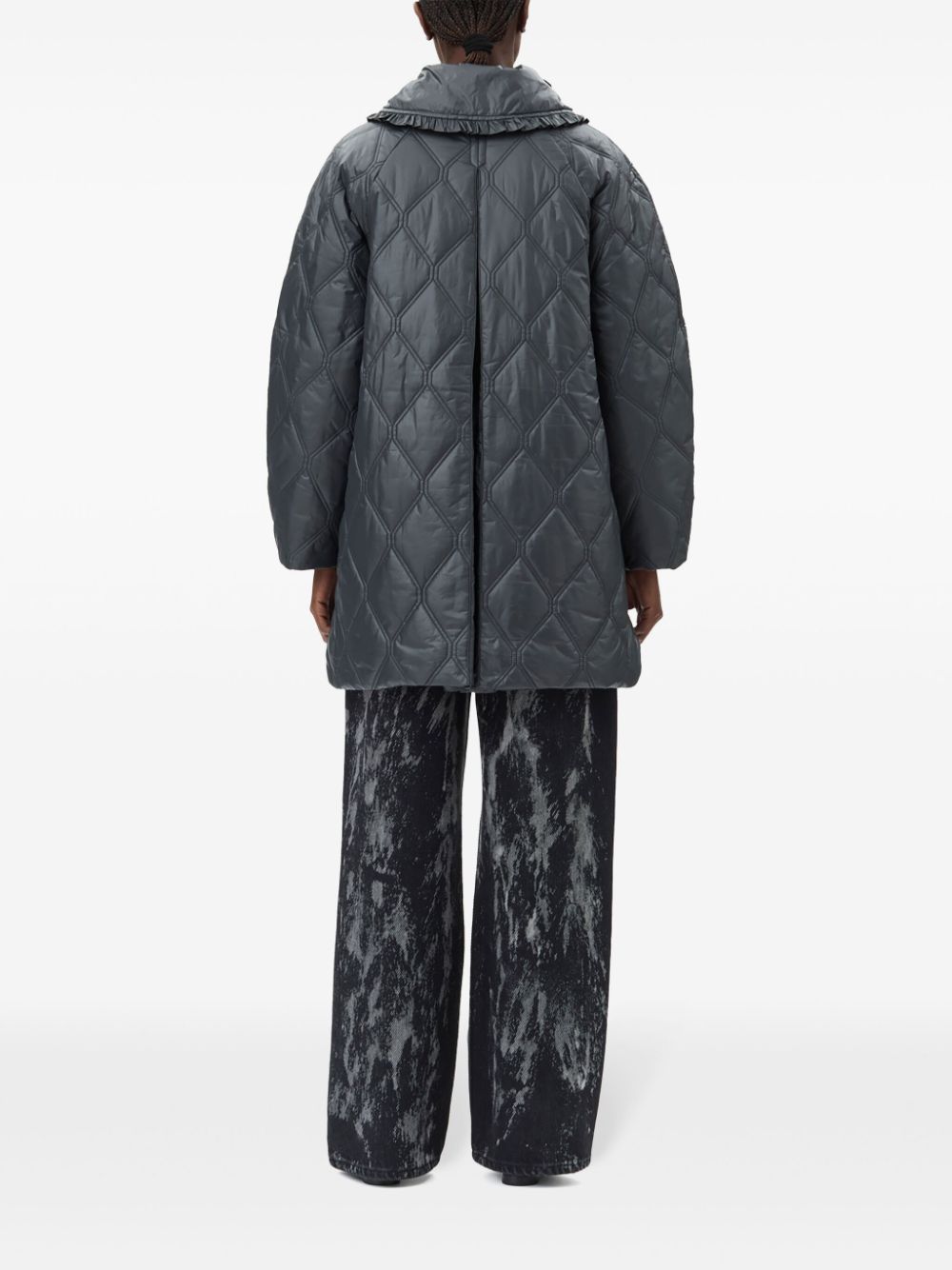 Ganni Shiny Quilt Midi Jacket
