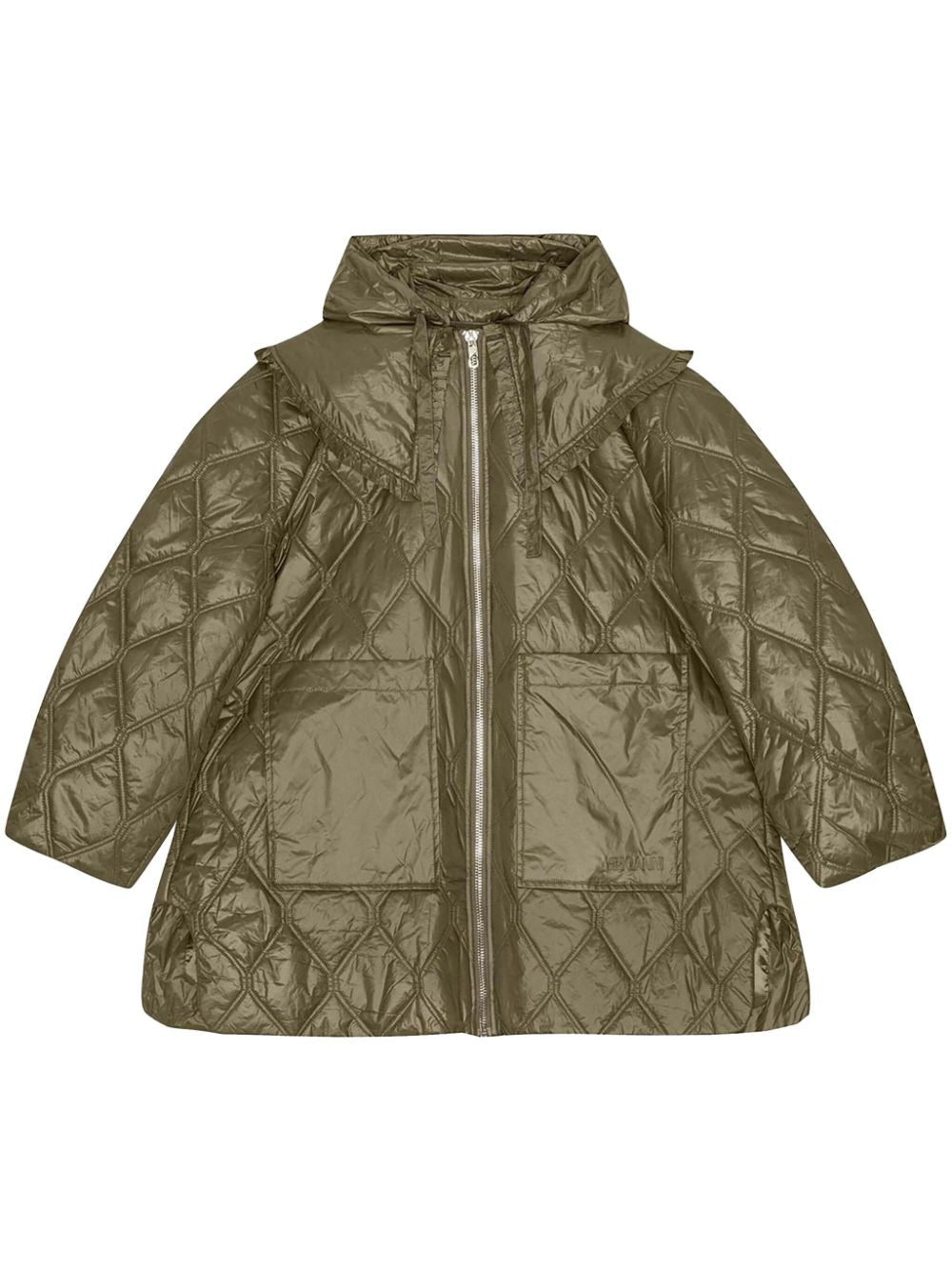 Ganni Shiny Quilt Midi Jacket