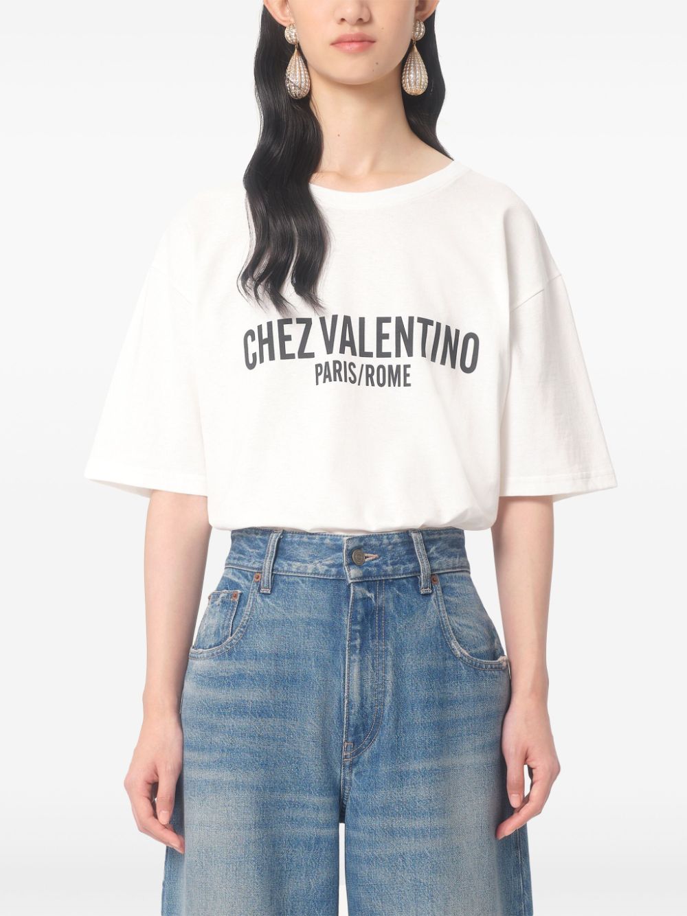 Valentino Cotton T-Shirt With Chez Valentino Print