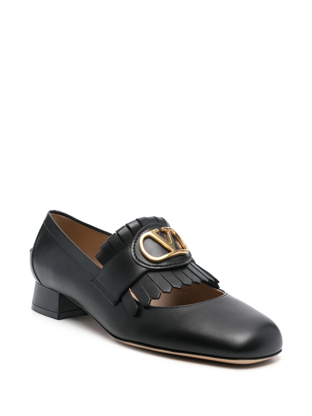 Valentino Garavani Vlogo Signature Calfskin Fringe Sabot Moccasin 25mm