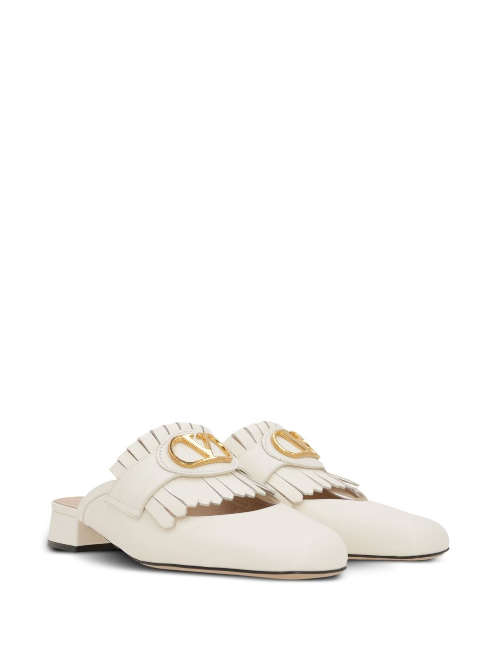 Valentino Garavani Vlogo Signature Calfskin Fringe Sabot Moccasin 25mm