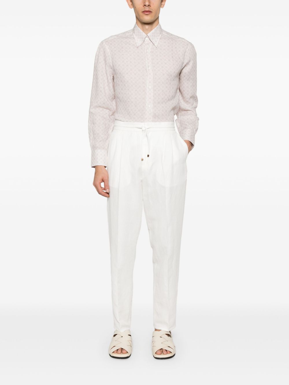 Brunello Cucinelli linen blend drawstring trousers