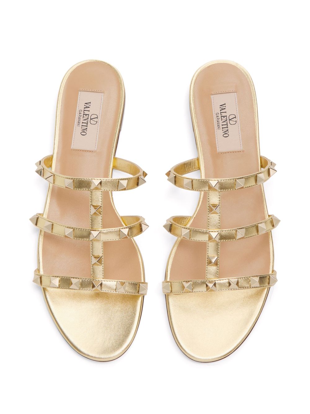 Valentino Garavani Slide Rockstud Sandal In Laminated Nappa