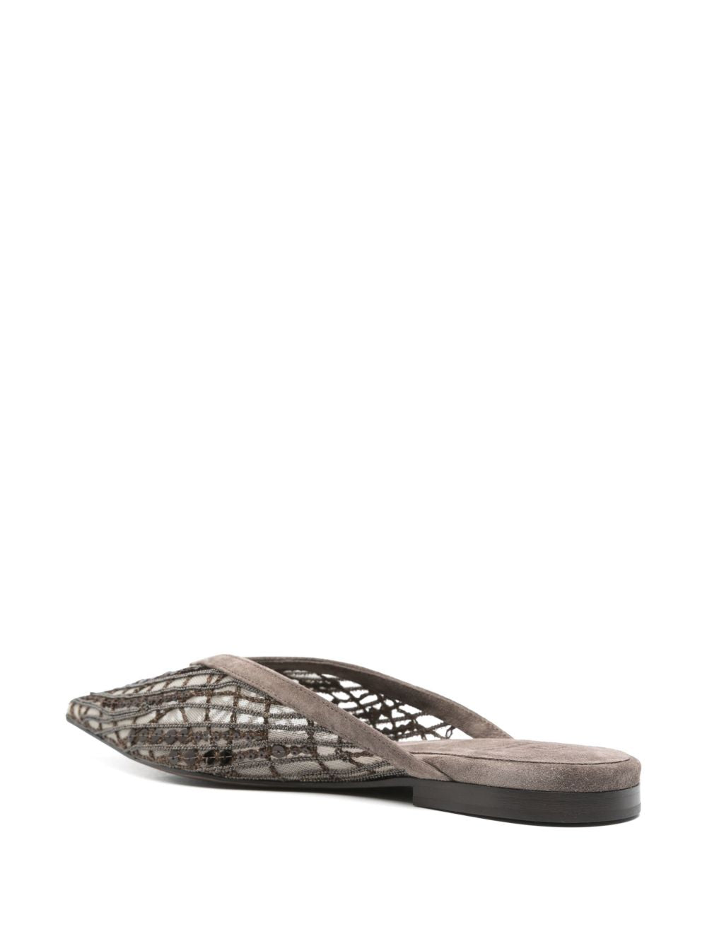 Brunello Cucinelli Flats Glistening Abstract Embroidery in suede