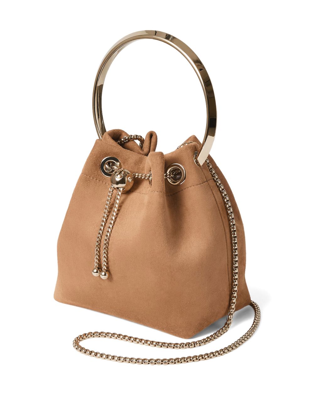 Jimmy Choo Toffee Suede Bag With Pearl Closure