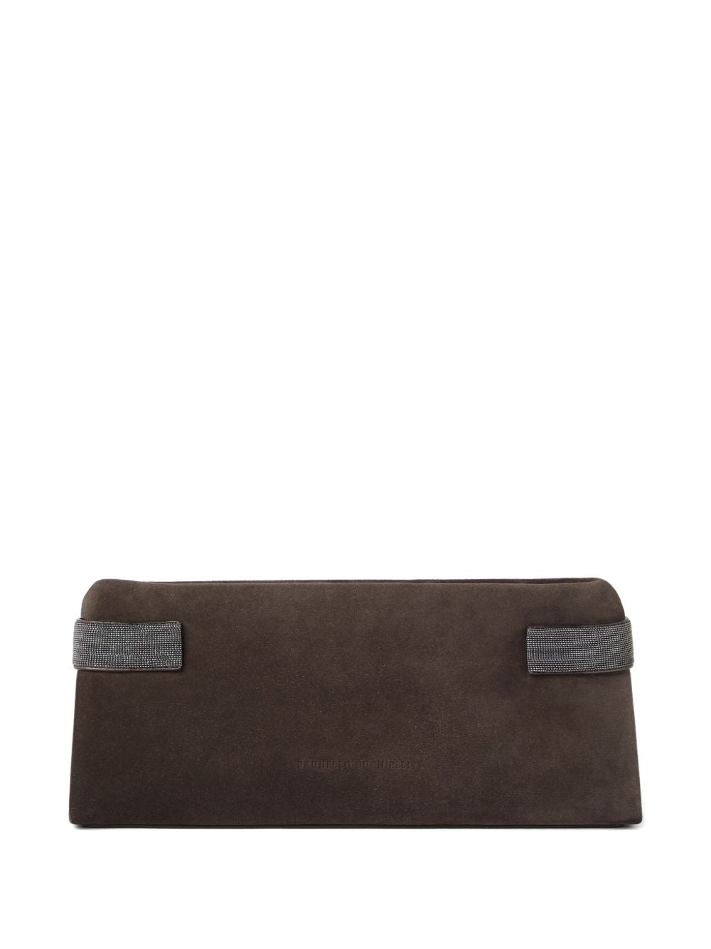 Brunello Cucinelli Essence pouch bag in suede with precious bands