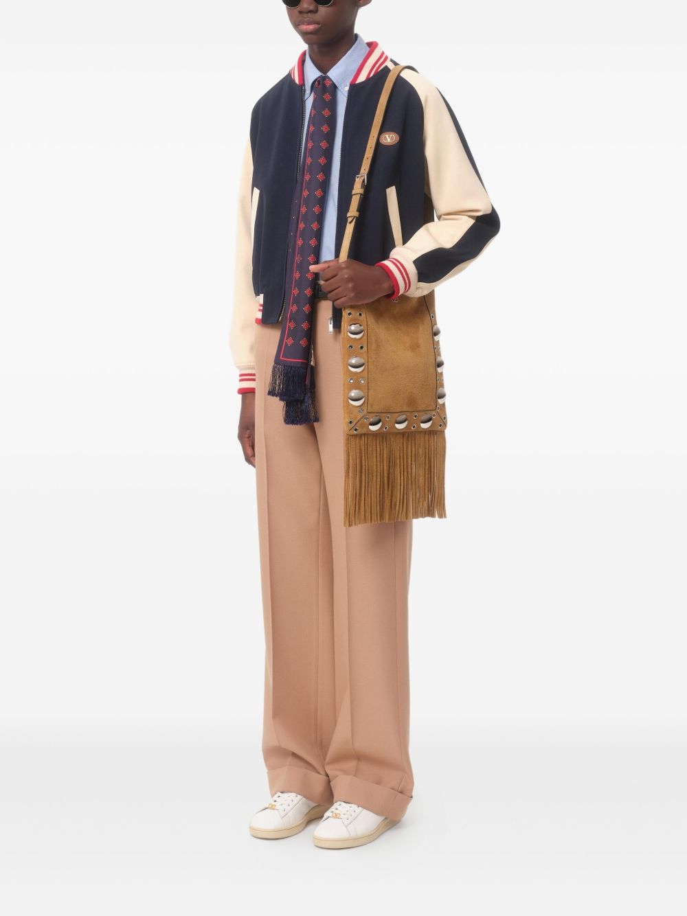 Valentino Wool and Cotton Bomber Jacket with Vlogo and Le Chat De La Maison Patch