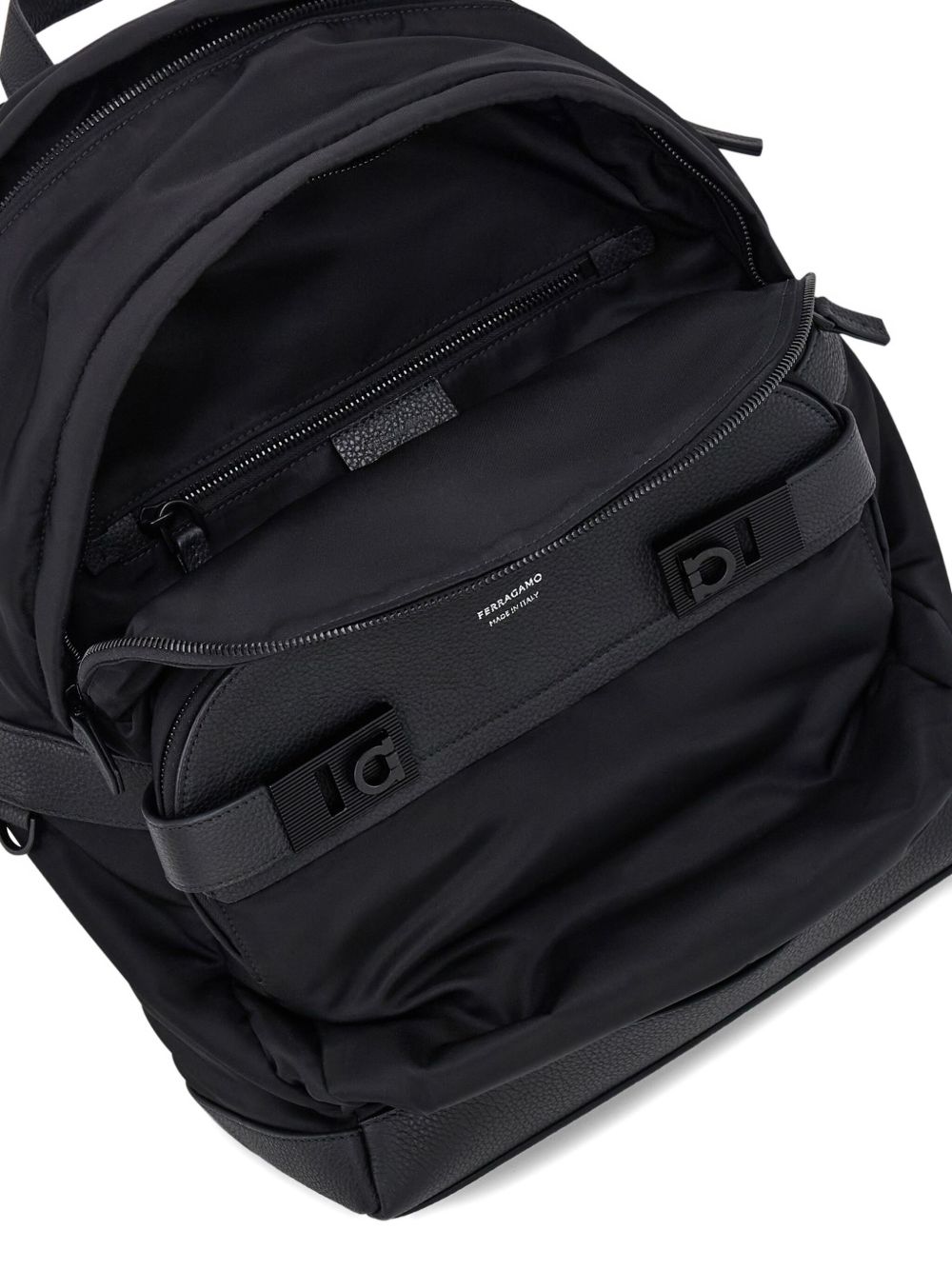 Ferragamo Men's Black Twins Nylon Backpack