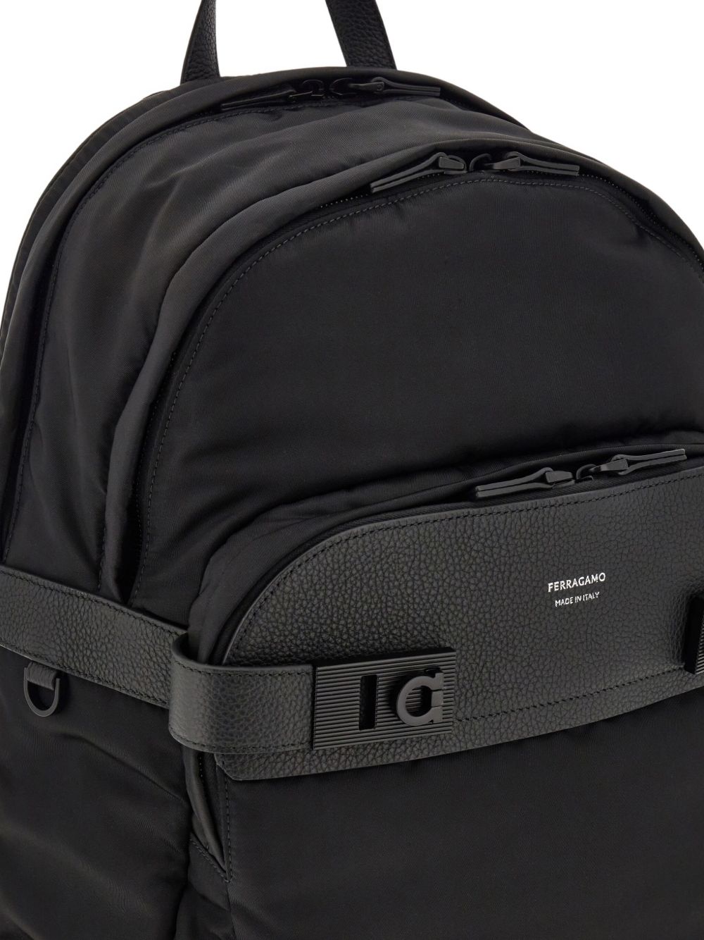 Ferragamo Men's Black Twins Nylon Backpack