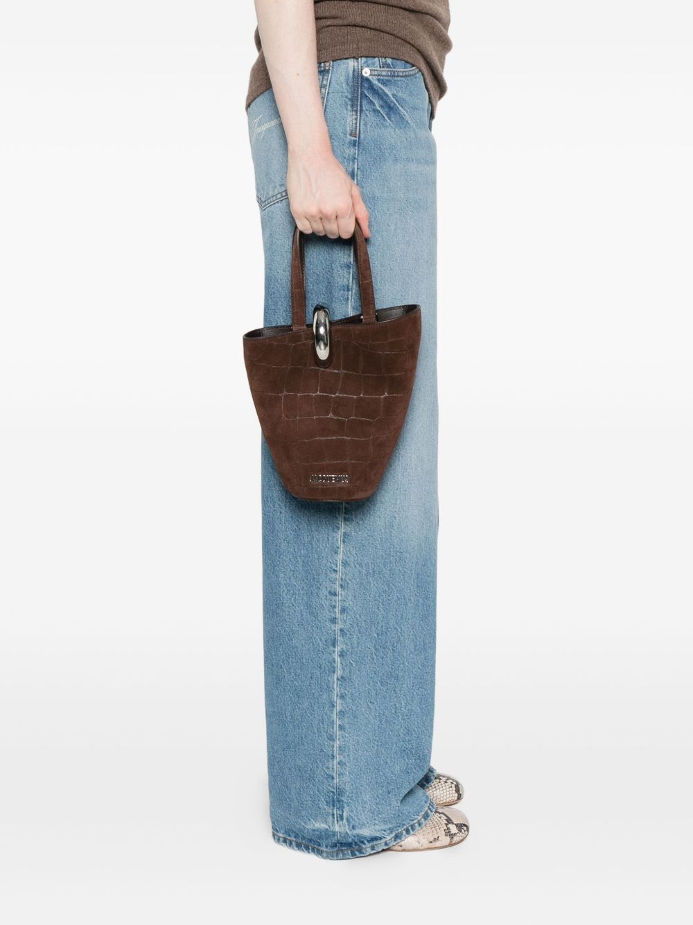 JACQUEMUS Crocodile-Effect Ring-Detail Tote Bag