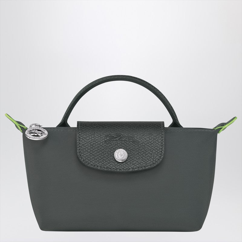 Longchamp Le Pliage Green Graphite coloured clutch bag