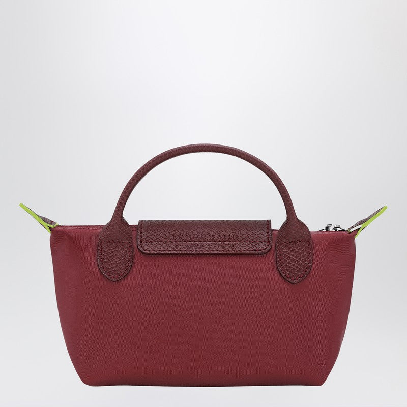 Longchamp Le Pliage Green Pomegranate coloured clutch bag