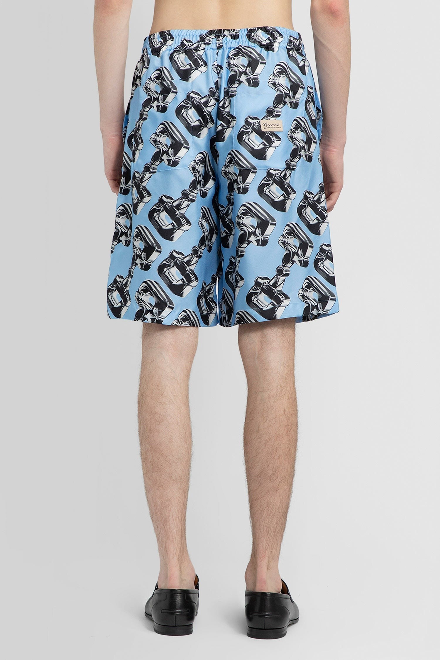 3D Glass Horsebit Print Silk Shorts