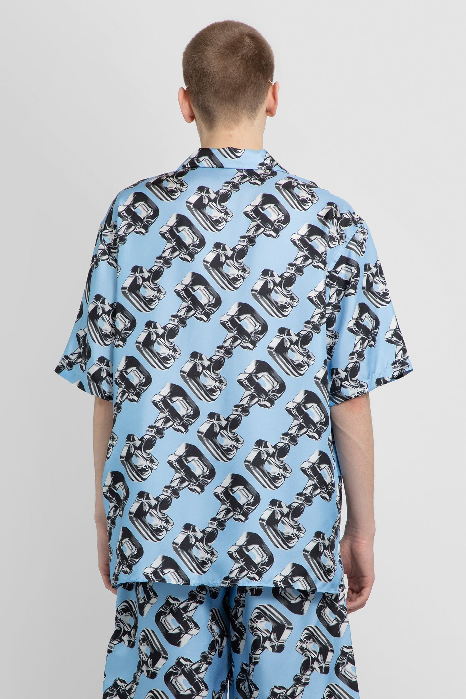 3D Horsebit Print Silk Shirt