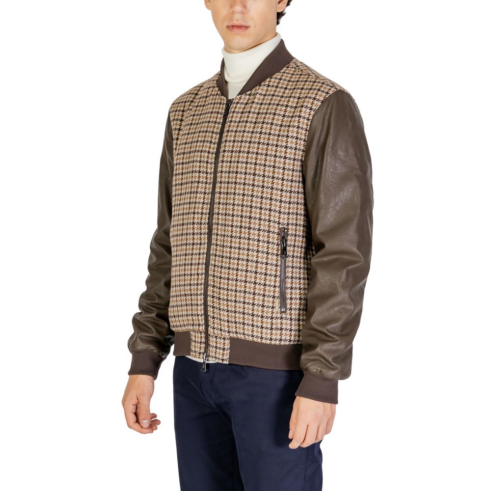Brown Polyester Jackets & Coat