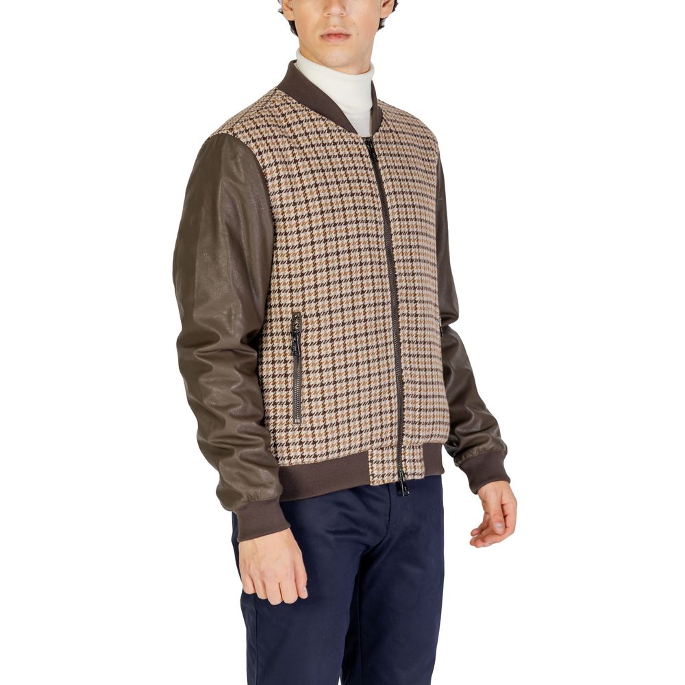 Brown Polyester Jackets & Coat