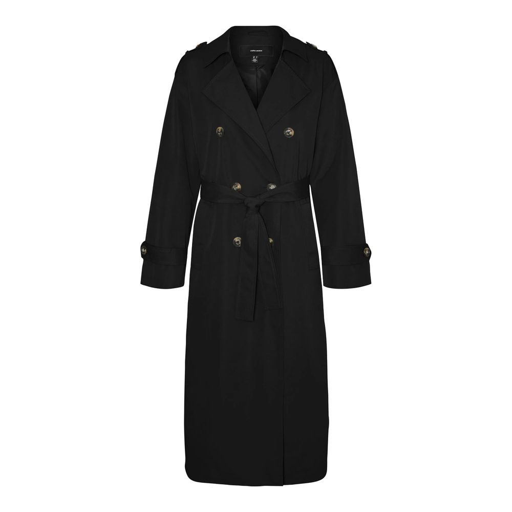 Black Polyester Trench Coat