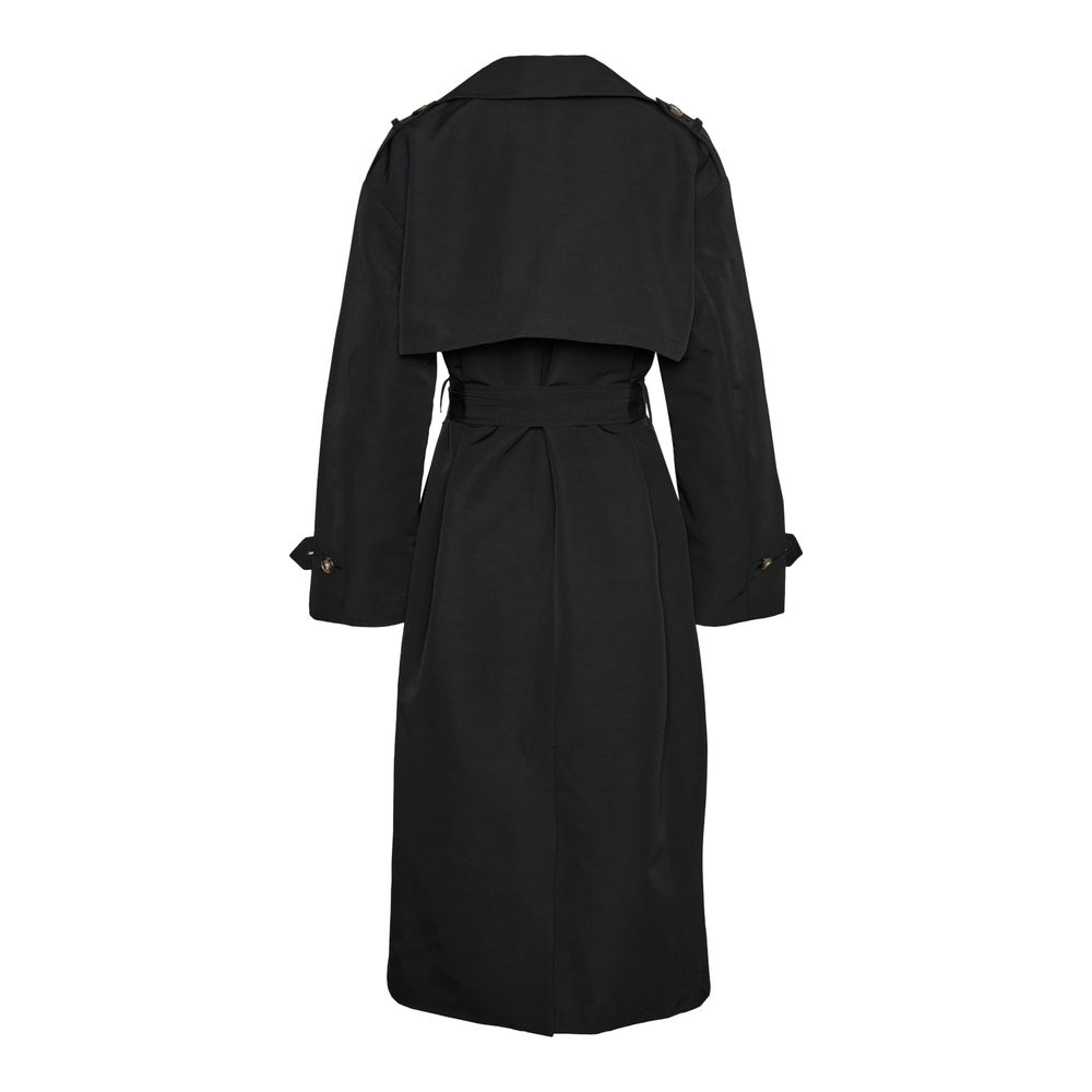 Black Polyester Trench Coat