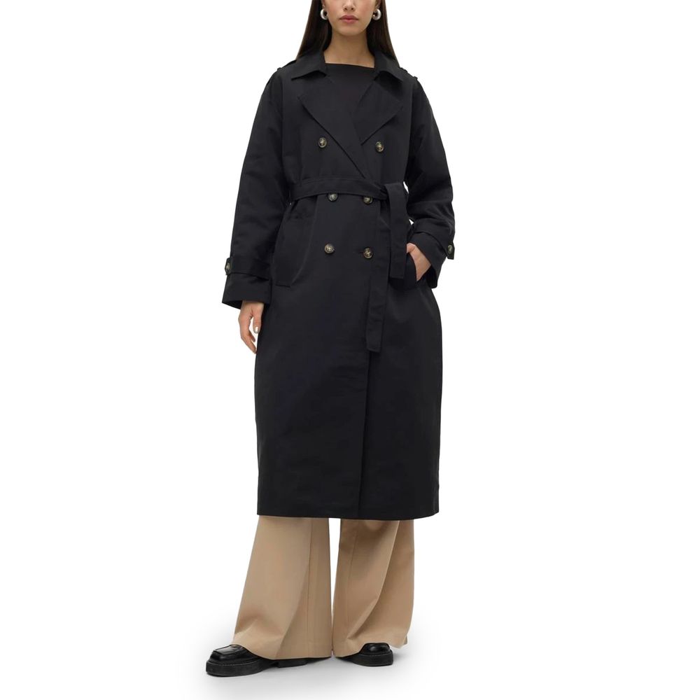 Black Polyester Trench Coat