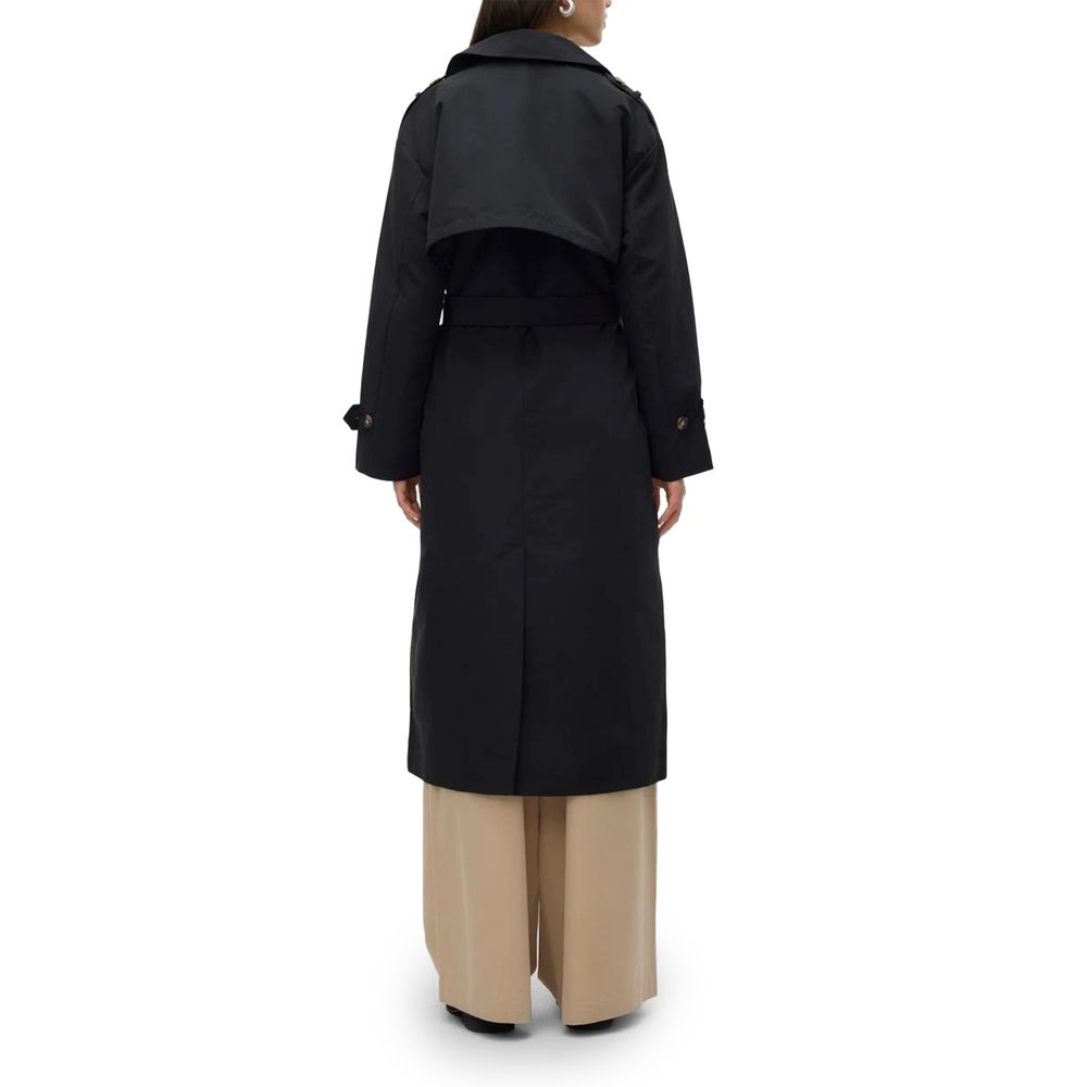 Black Polyester Trench Coat