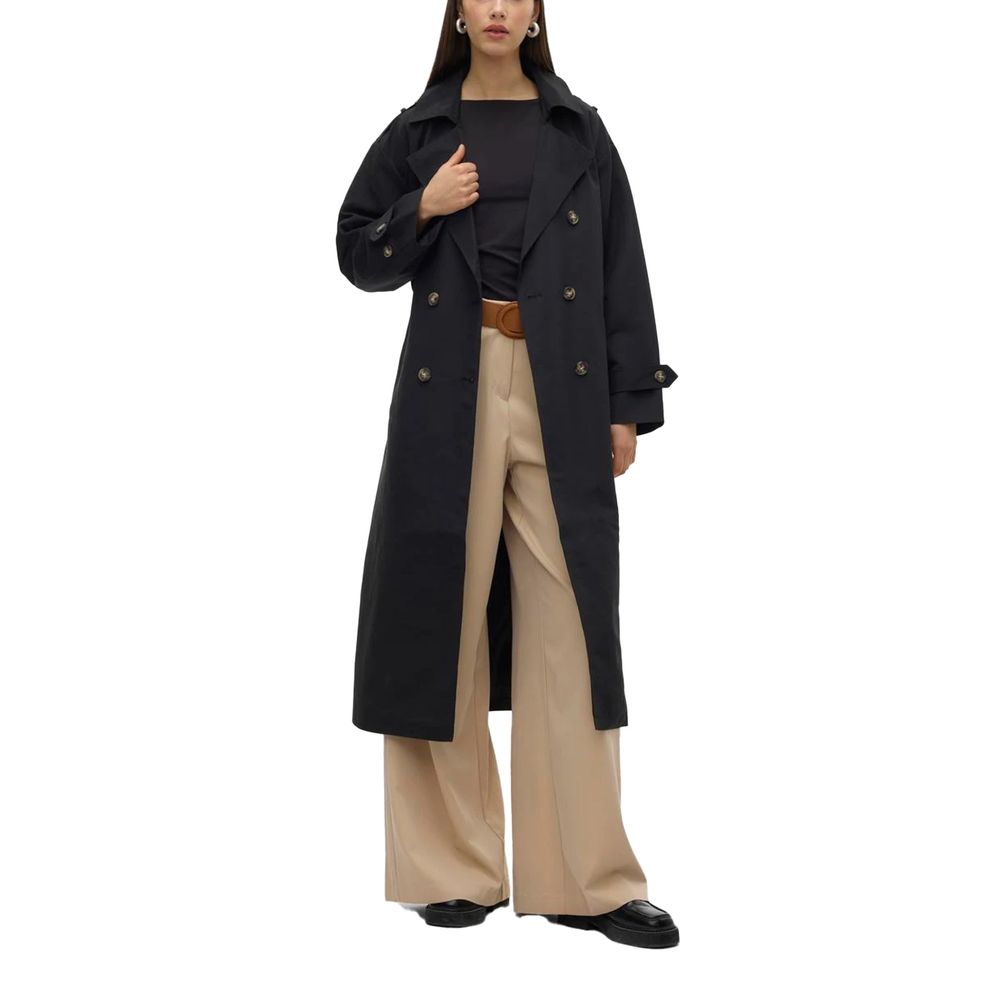 Black Polyester Trench Coat