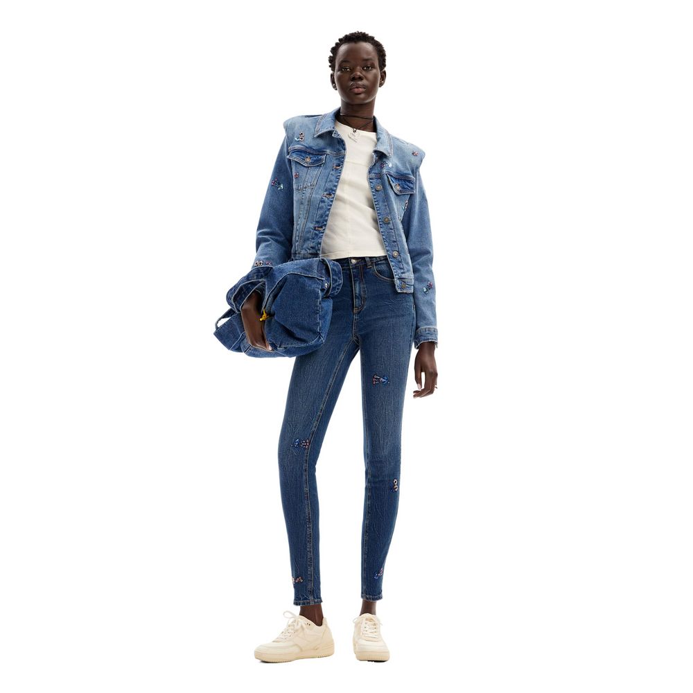 Blue Cotton Skinny Jean