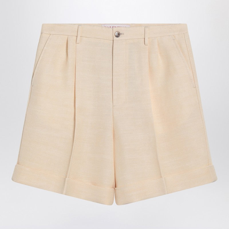 Valentino Butter-coloured Bermuda shorts with turn-ups