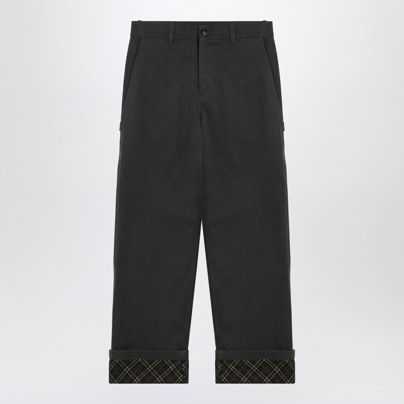 Burberry Black trousers with Check pattern lapels