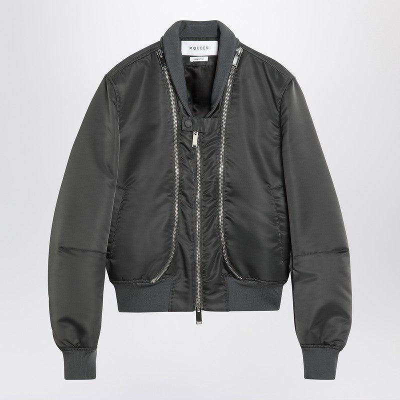 Alexander McQueen Grey zipped bomber jacket