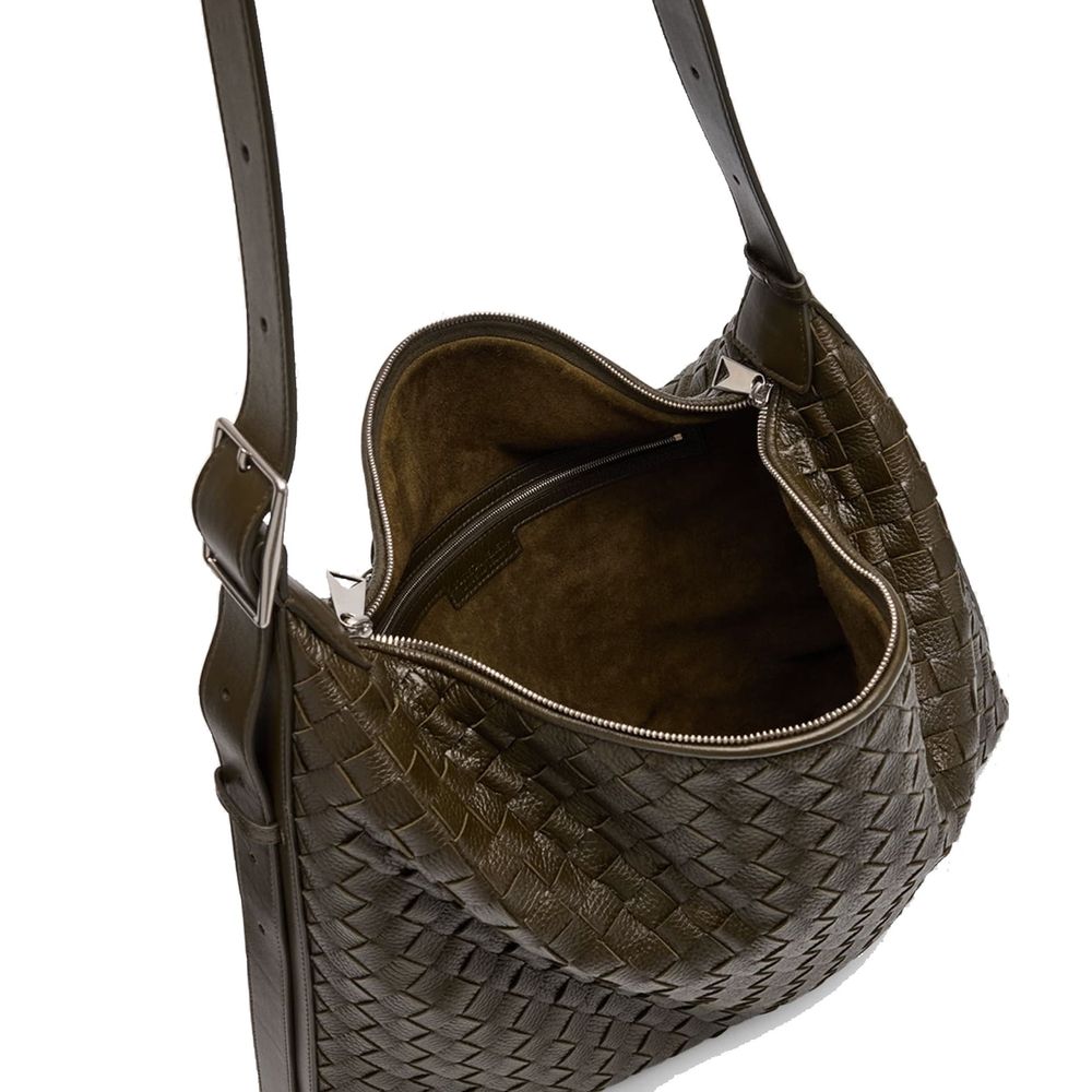 Traveller Medium Intrecciato Leather Hobo Bag