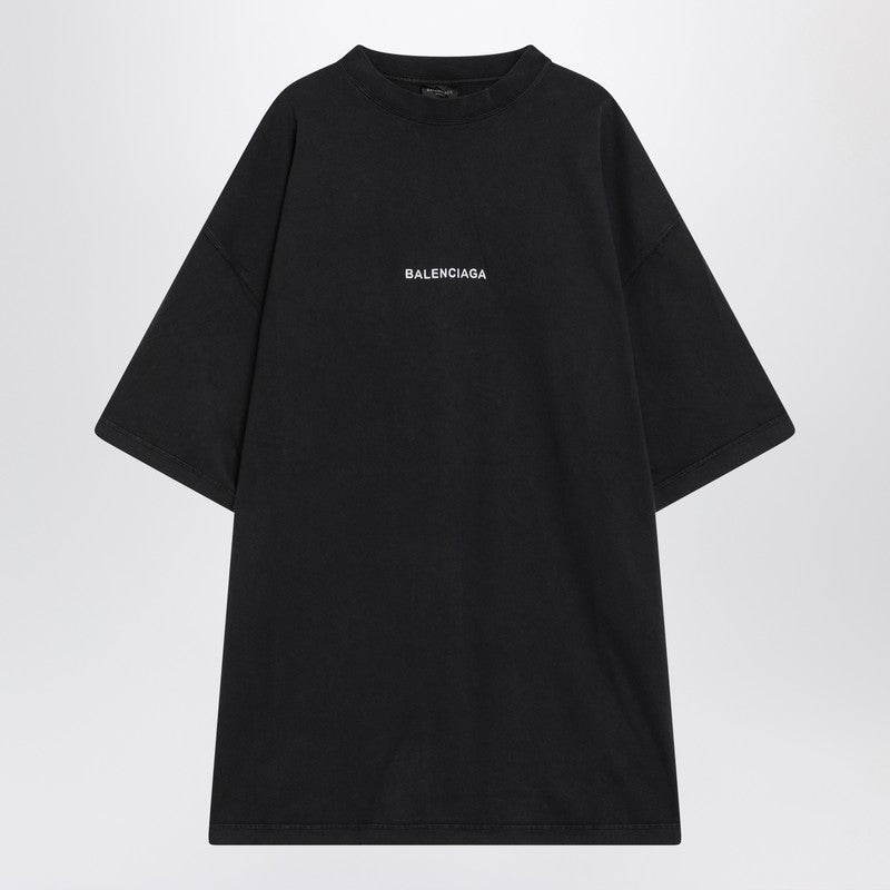 Balenciaga Faded black dry fleece Uniform Merch T-shirt