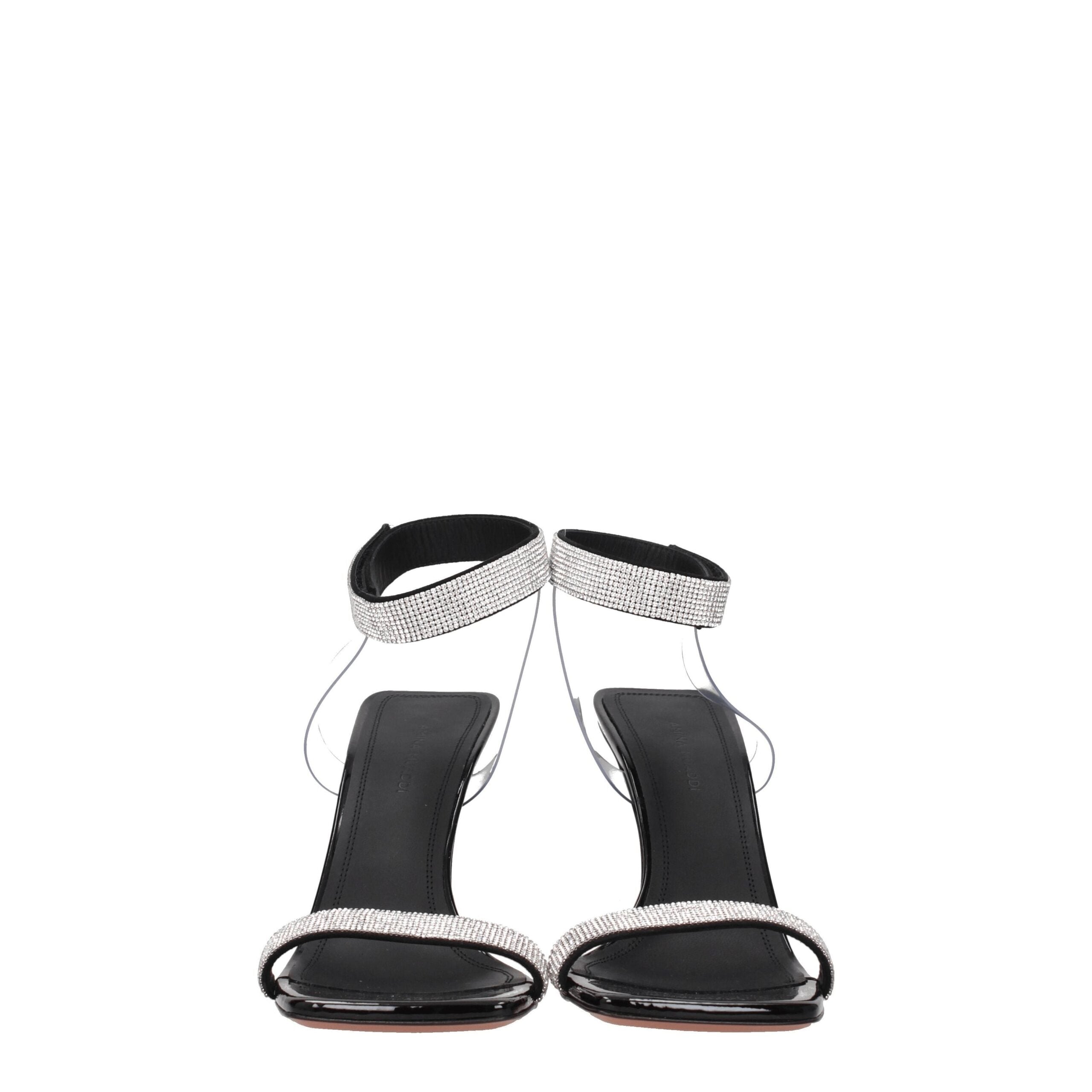 Black Crystals Stiletto Heels Sandals