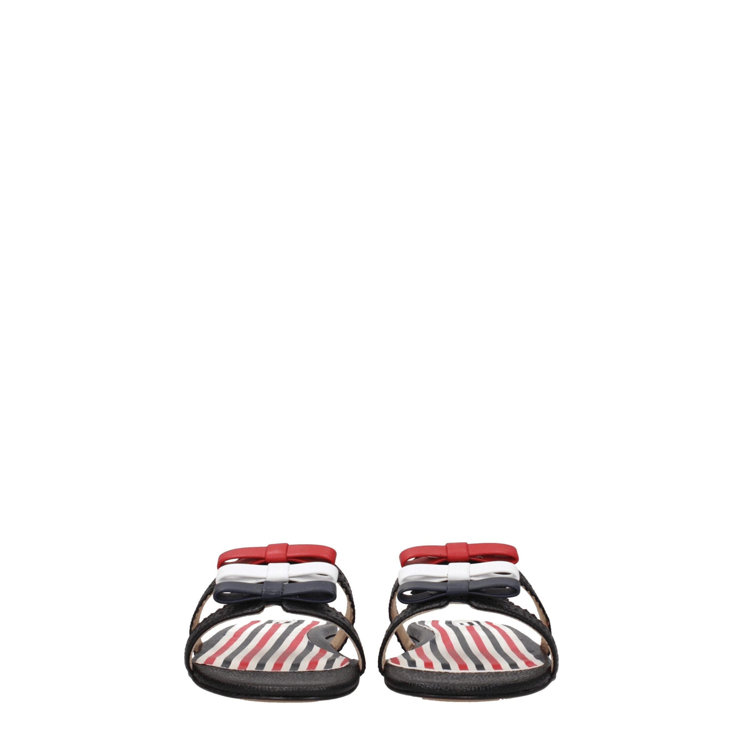 Black Leather Slippers Sandals