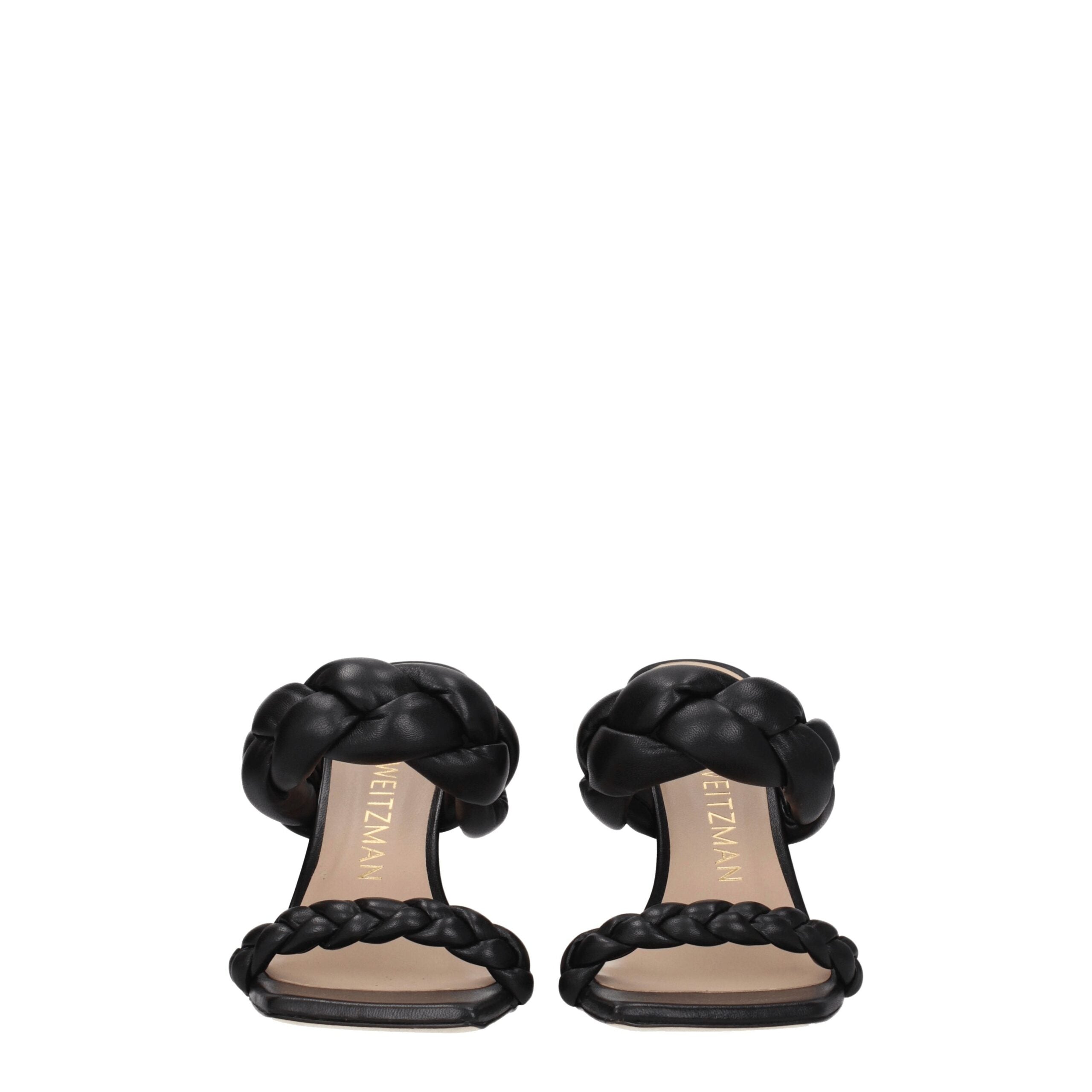 Black Leather Stiletto Heels Sandals