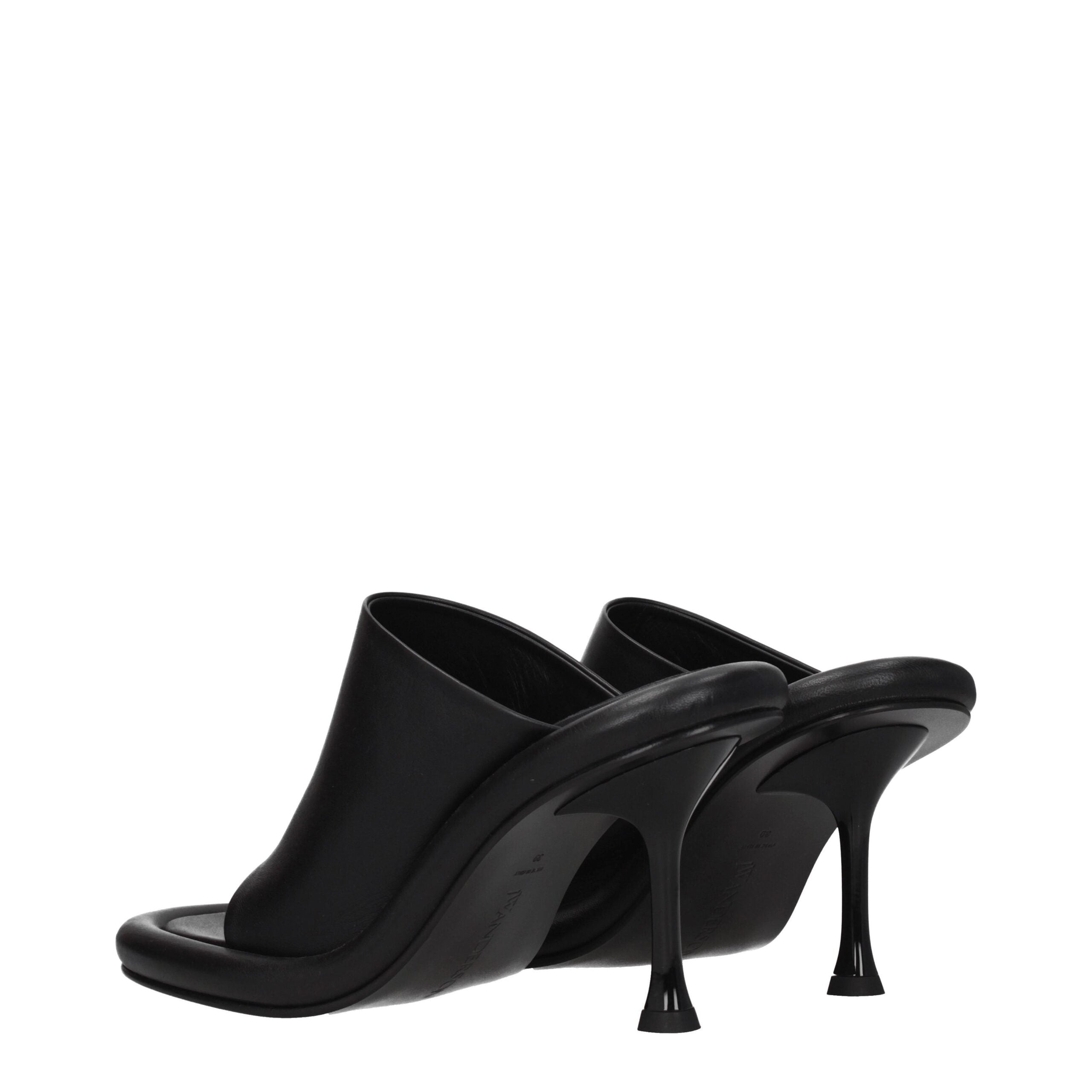 Black Leather Stiletto Heels Sandals