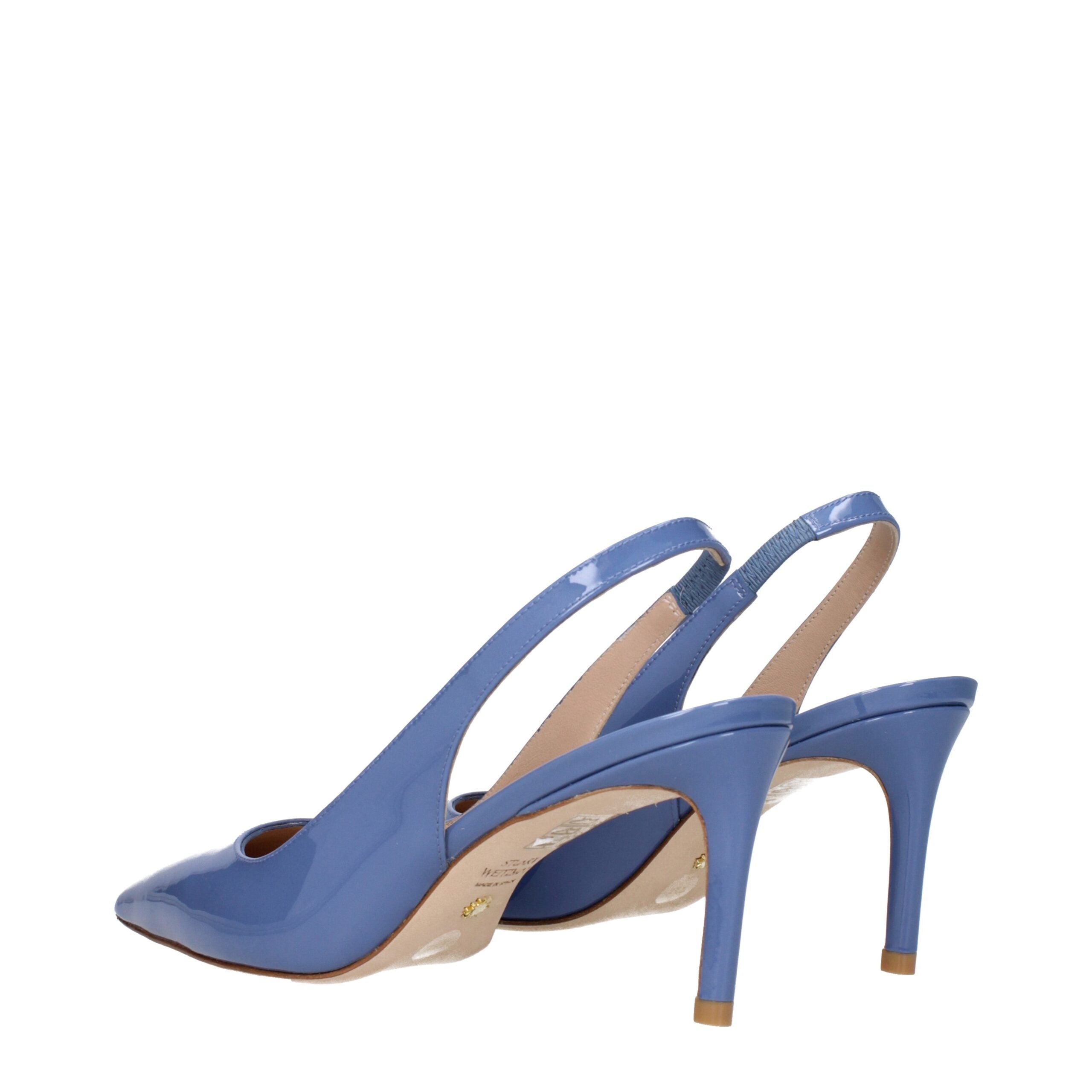 Light Blue Leather High Heel Pumps