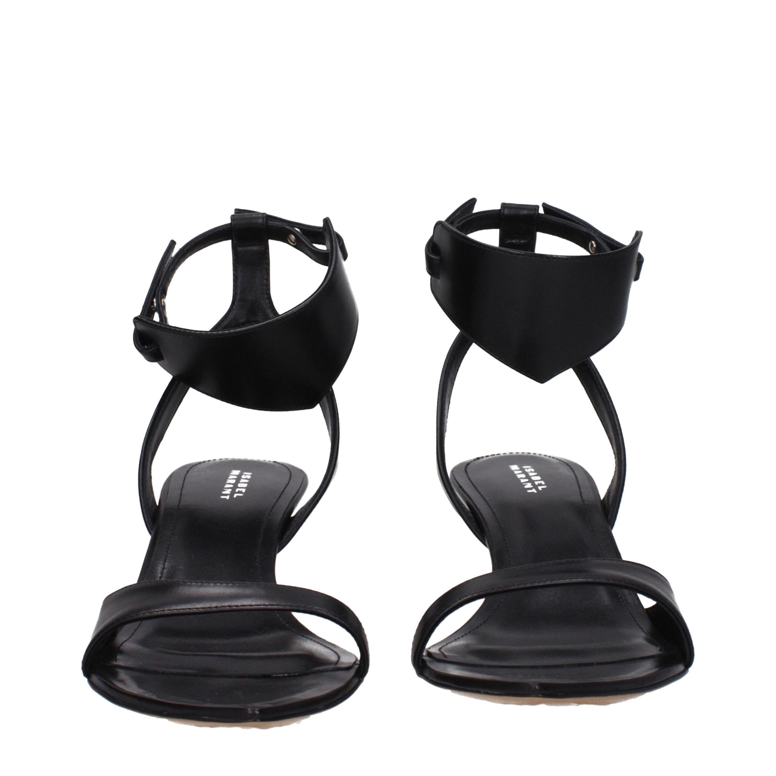 Black Leather Flat Sandals