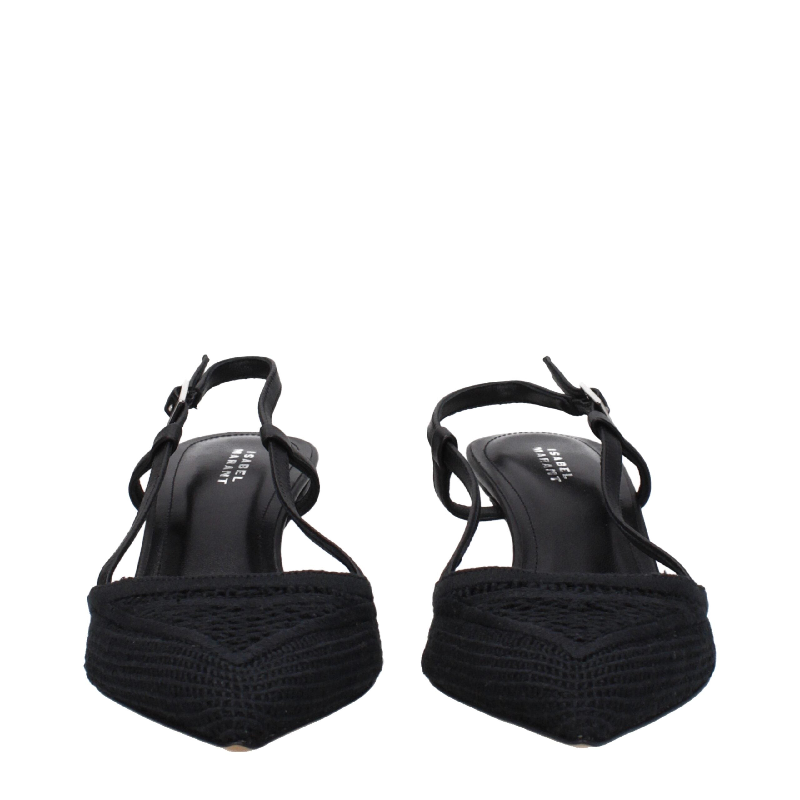 Black Fabric Mid Heel Pumps