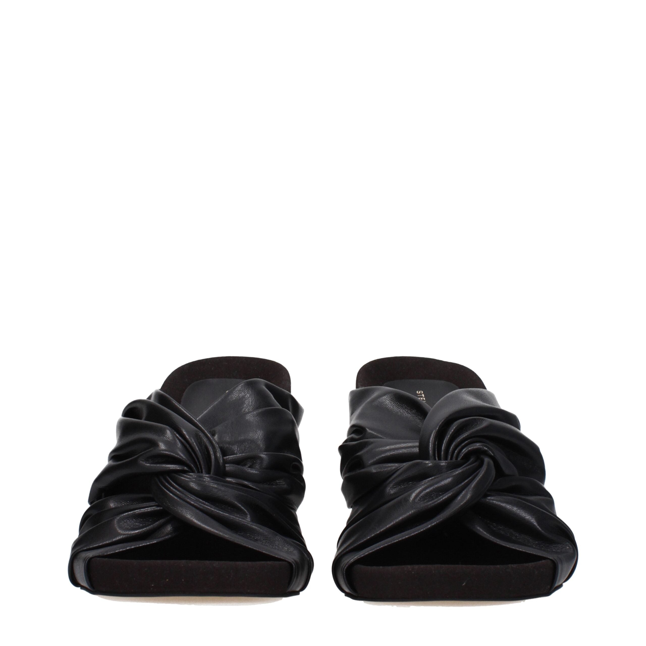 Black Leather Stiletto Heels Sandals