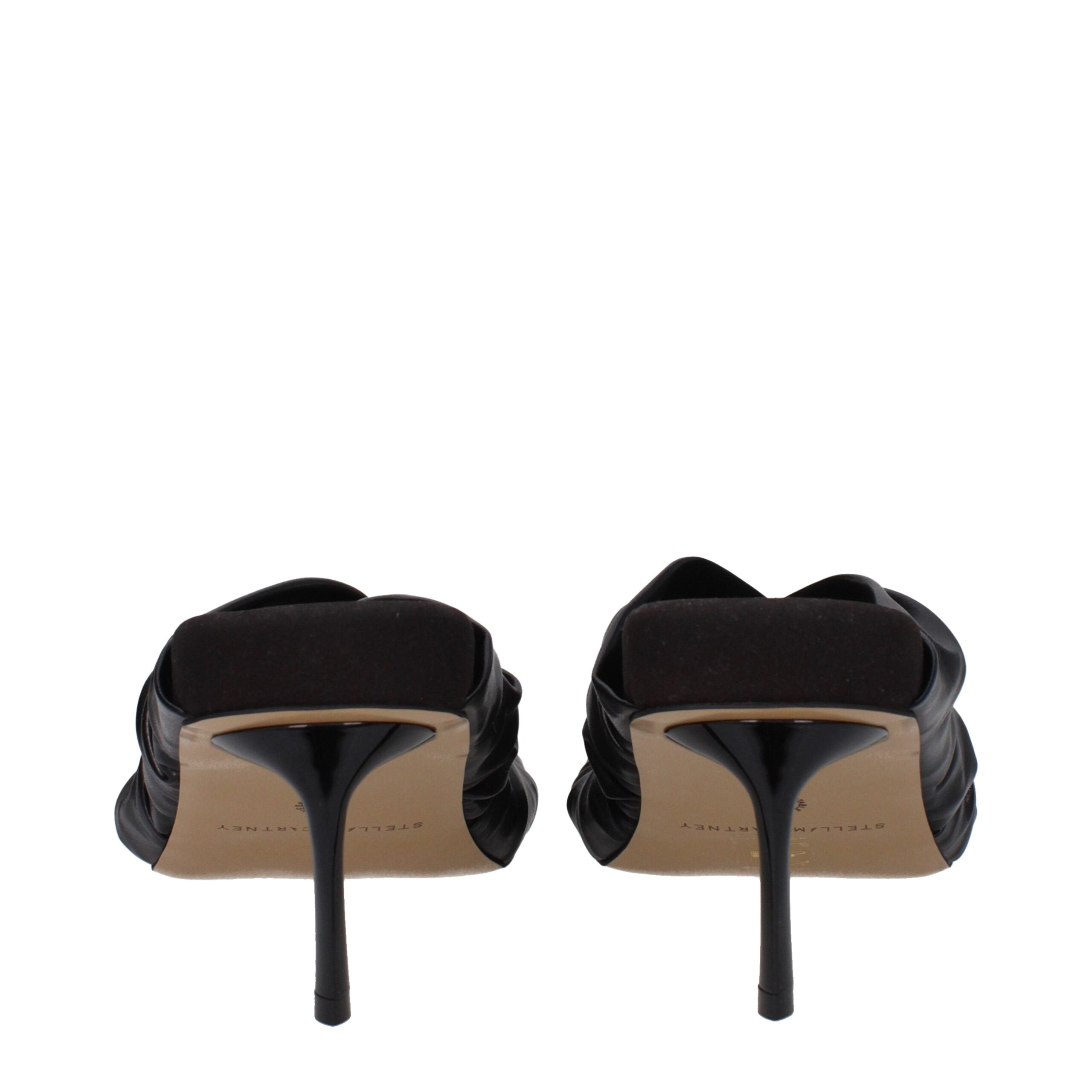 Black Leather Stiletto Heels Sandals