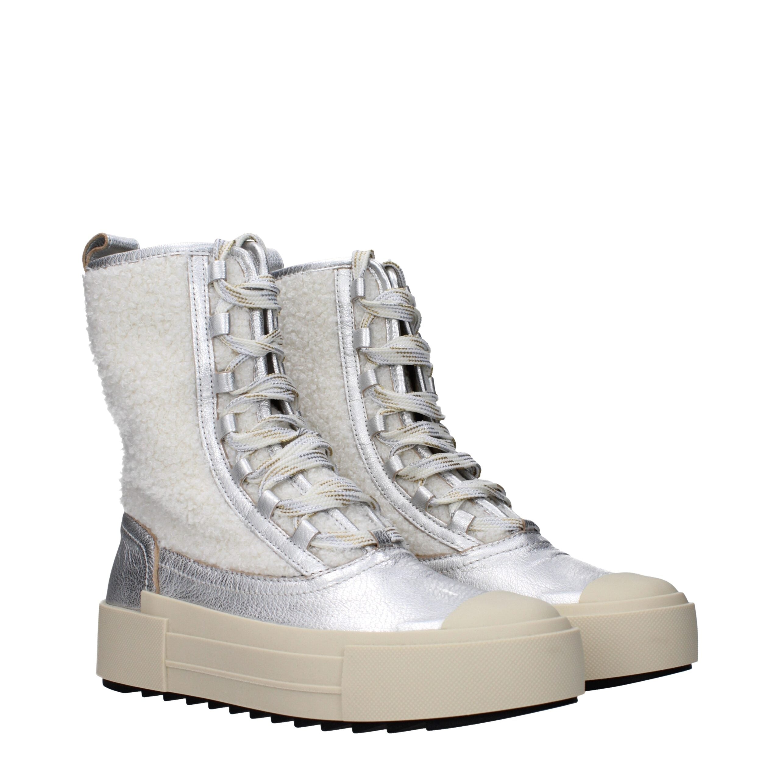 Gray Leather Ankle Boots