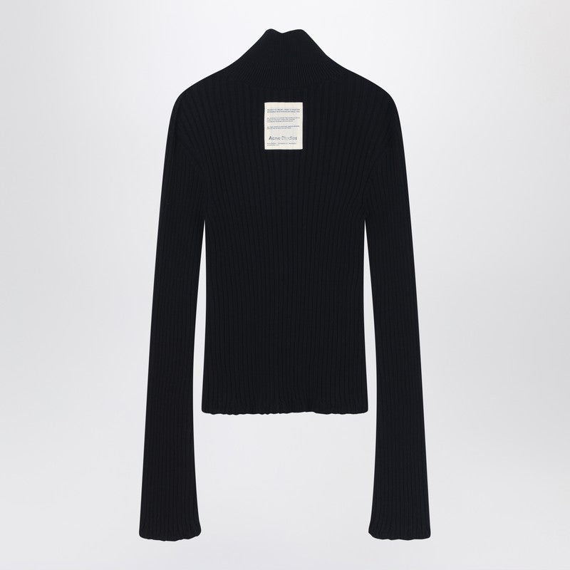 Acne Studios Black ribbed zip cardigan