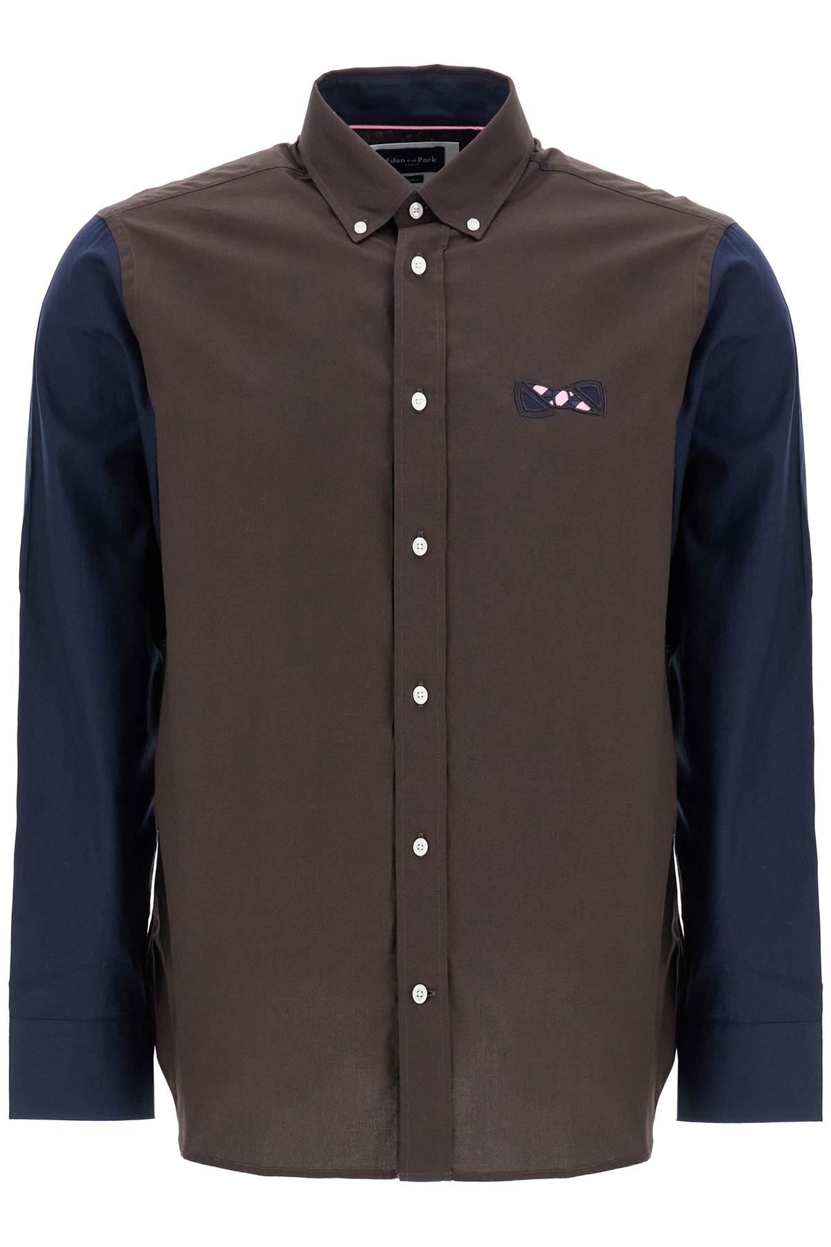 EDEN PARK men's brown and blue patterned long sleeve cotton shirt