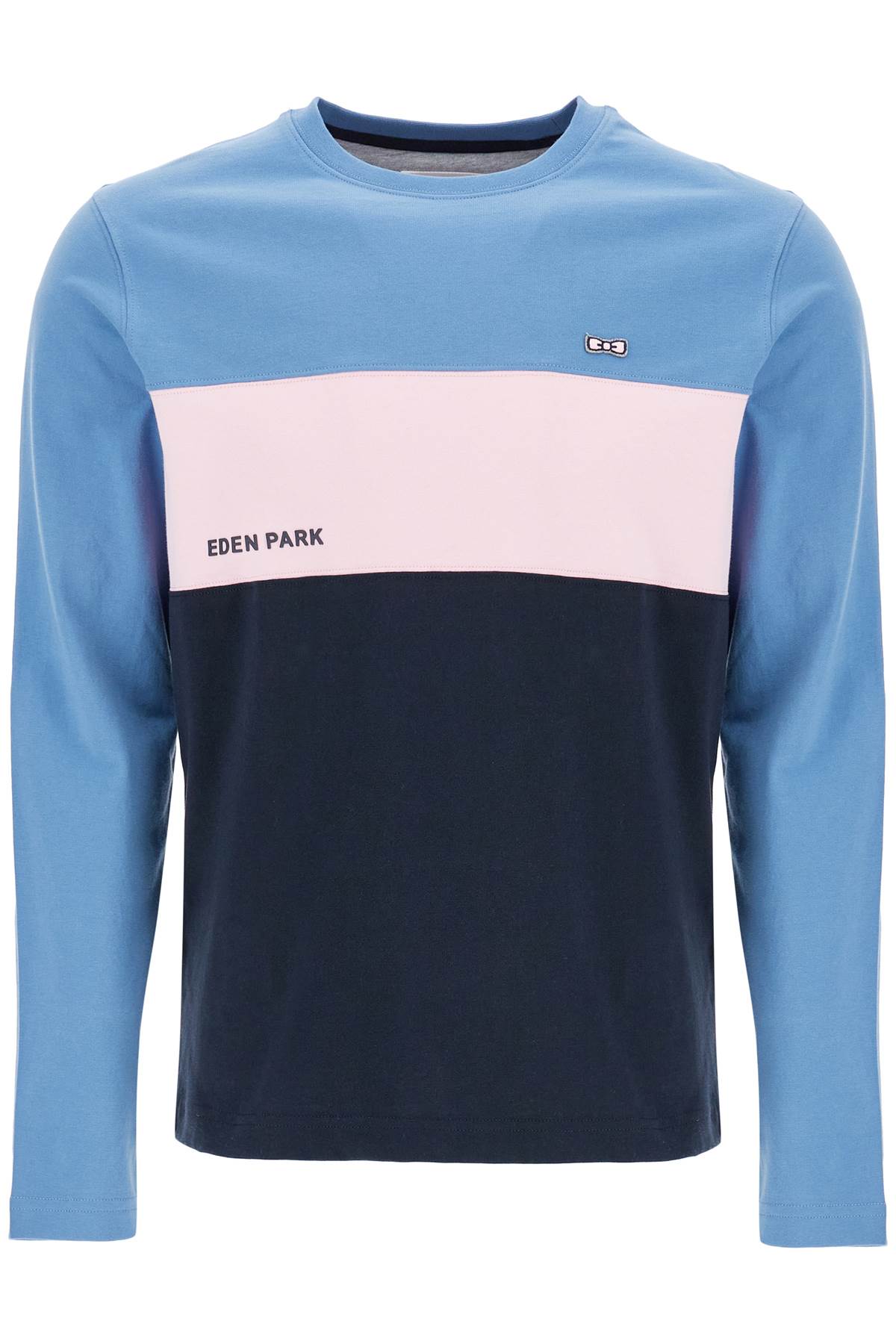 EDEN PARK light blue patterned long sleeve crew neck t-shirt cotton