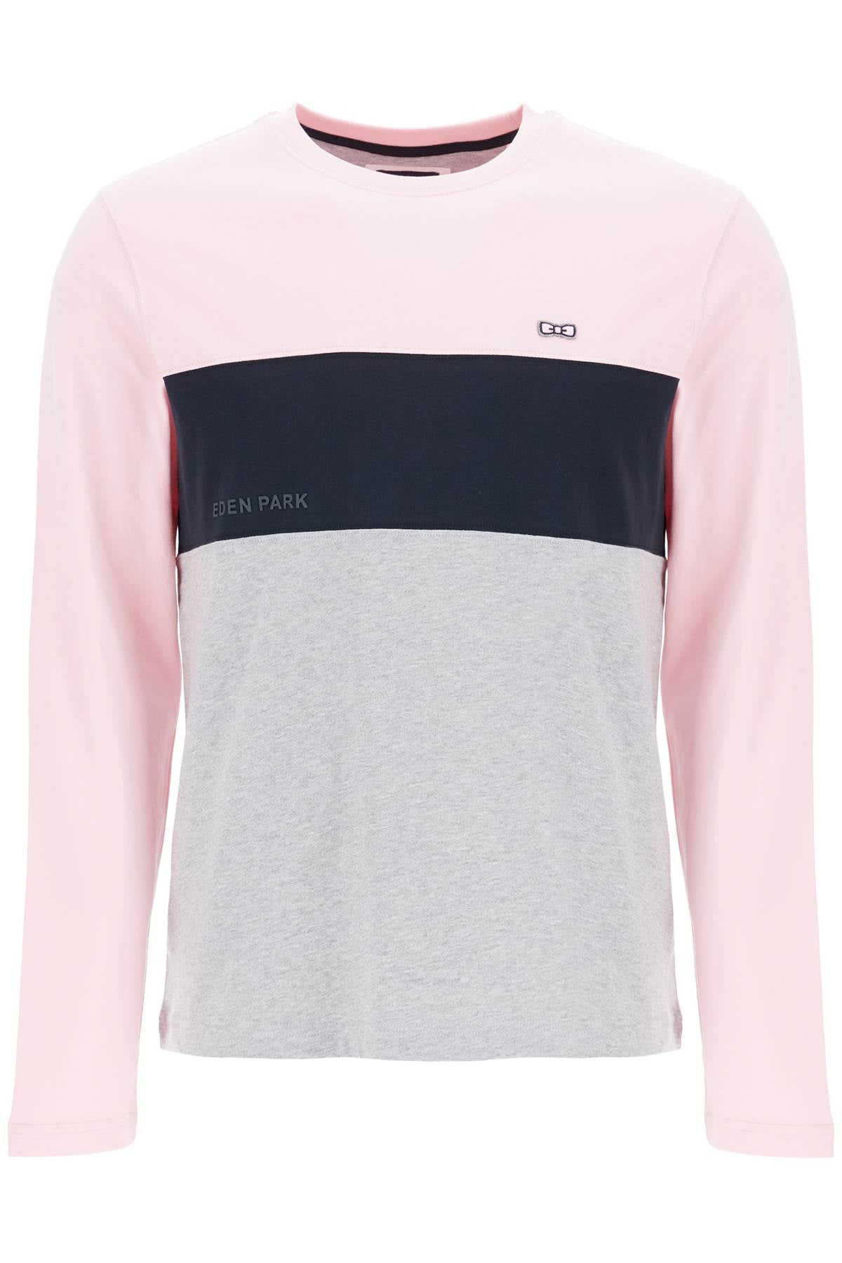 EDEN PARK long sleeve crew neck t-shirt in pink*** blue*** and gray cotton