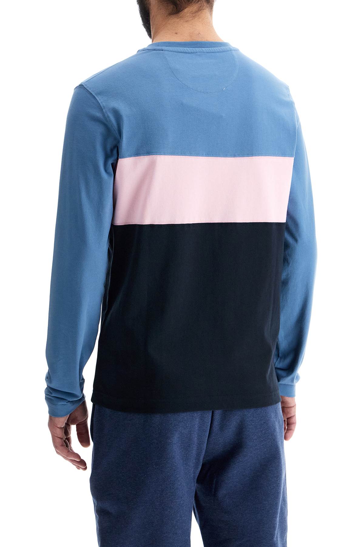 EDEN PARK light blue patterned long sleeve crew neck t-shirt cotton