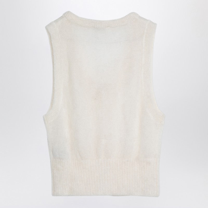 GANNI White mohair lace-up vest