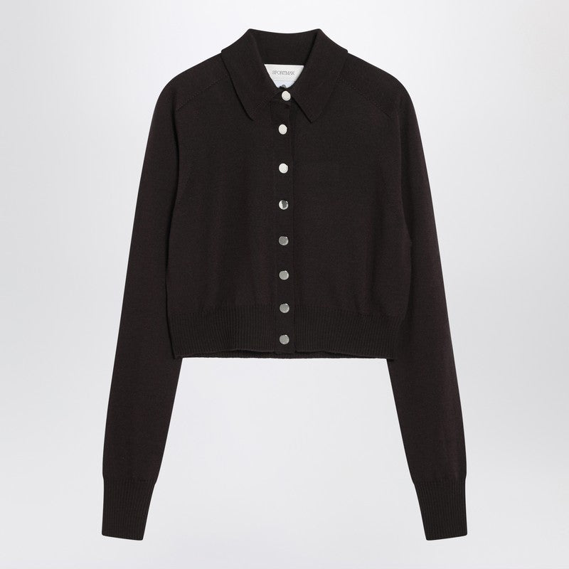 Sportmax Dark brown cardigan in wool