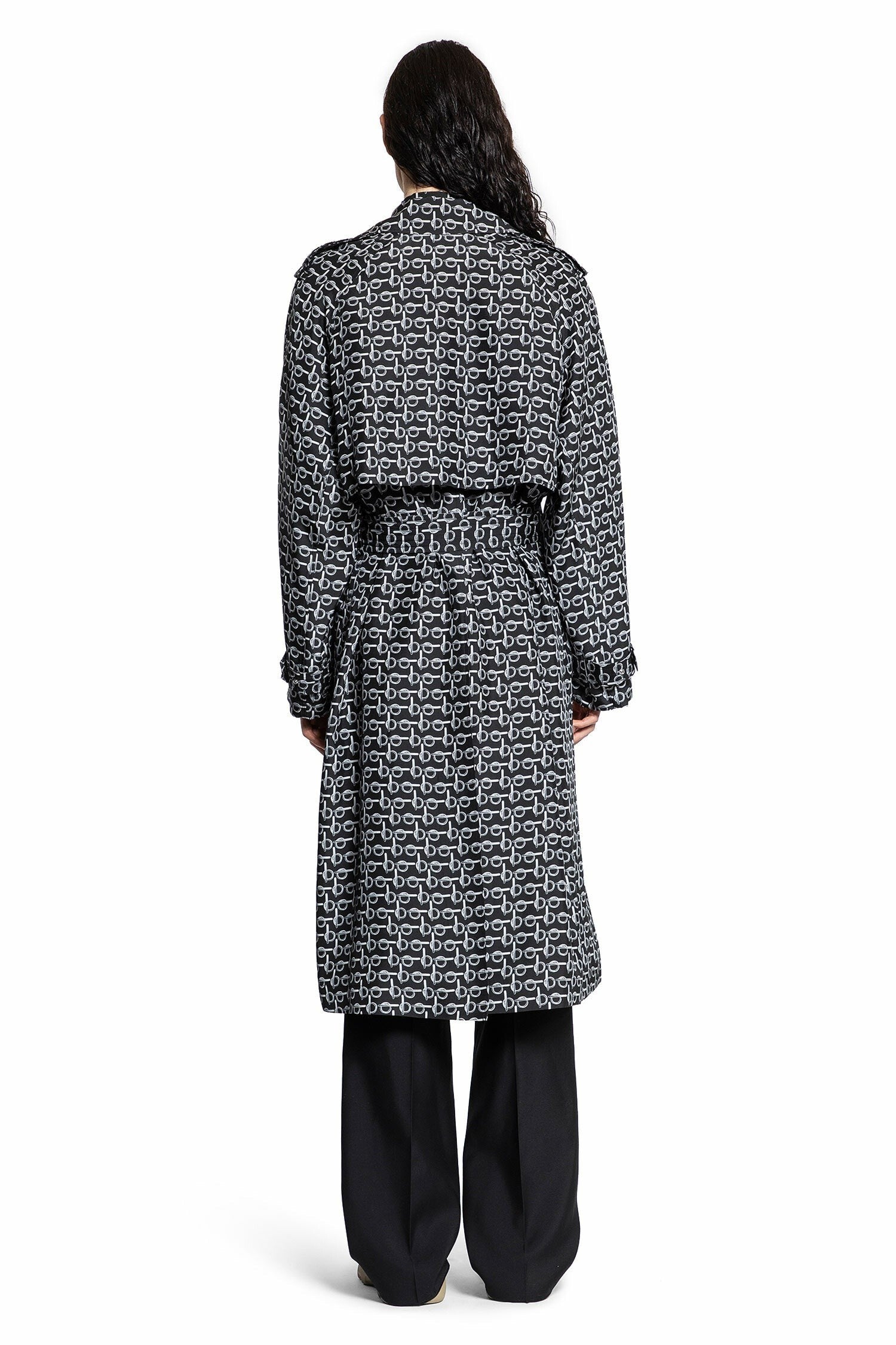 B Closure Long Silk Trench Coat